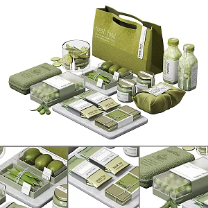 Modern Decorative Ornaments Combination Tea Bag Milk Tea Fruit Food Packaging Ornaments 3d model