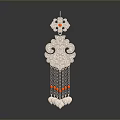 Elegant Silver Decorative Household Item With Intricate Hollow Design And Red Beads Tassels