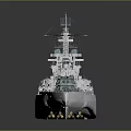 White Warship Model With Detailed Superstructure Antennas And Deck For Display Or Collection