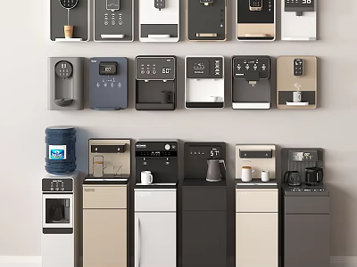 Modern Automatic Water Dispensers With Various Designs Different Colors And Home Office Use 3d model