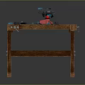 Weapon Maintenance Setup On Wooden Workbench With Tools And Red Parts