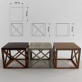 Square Dining Tables With Cross Leg Design In Three Different Colors 3d model