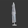 Light Blue Cheongsam With Floral Pattern Long Sleeves Stand Up Collar Matching Skirt On Mannequin