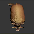 Realistic Wild Boar With Orange Red Fur And White Tusks Standing On Dark Background