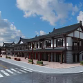 Traditional Chinese Ancient Architecture With Classic Roof Wooden Structure and Streetside Buildings