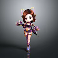 Cartoon Woman Character With Cat Ears Purple Outfit And Accessories