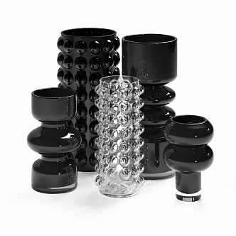 Glass Vase Combination Black Glass Bottle Combination Ceramic Bottle Combination Glassware Combination Black Glass Bottle Black Glass Vase Ceramic Vase Modern Vase 3d model