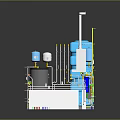 Industrial Equipment System With Blue Water Storage Tanks Pipes White Control Box And Valves