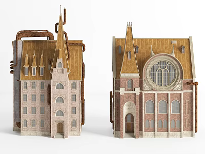 European architecture punk building house 3d model