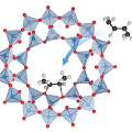 Molecular Ring Framework Structure With Red Blue Atoms And Small Molecules Binding 3d model