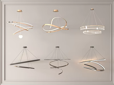 Modern Contemporary Chandeliers With Various Spiral And Curved Designs For Interior Lighting 3d model