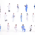 Multiple Medical Staff In Different Uniforms With Various Poses And Professional Attire