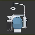 Professional Dental Chair Equipment With Blue Seat Dental Light Control Console And Cables