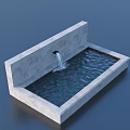 Garden Courtyard Concrete Water Pool with Flowing Spout and Rippling Water Surface