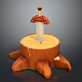 Detailed Sword With Red Hilt Placed On Wooden Tree Stump With Ring Texture