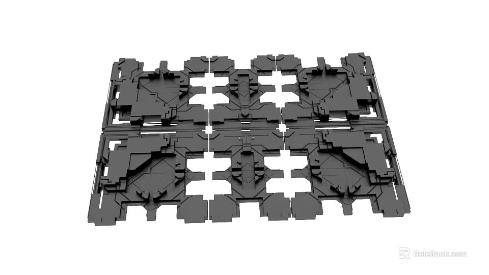 Black Plastic Interlocking Modular Parts For Mechanical Assembly And Construction 3d model 