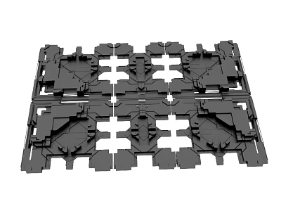 Black Plastic Interlocking Modular Parts For Mechanical Assembly And Construction 3d model