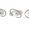 Three White Modern Minimalist Ceiling Lights With Black Ring Decoration 3d model