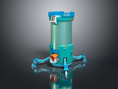 Industrial Device Structure With Blue Casing Transparent Container Display Screen And Orange Components 3d model