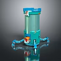 Industrial Device Structure With Blue Casing Transparent Container Display Screen And Orange Components