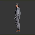 Man in Gray Suit With Tie Standing Hands in Pockets Orange Shoes