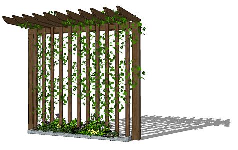 Modern plant wall courtyard green plant retaining wall outdoor chime 3d model