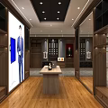 Modern Clothing Store Front With Window Mannequins And Decorative Lattice Sign