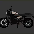 Black Modern Motorcycle With Leather Seat Classic Headlight And Spoked Wheels