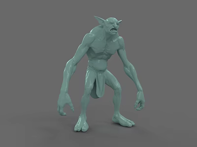 Game Movie Fantasy Creature Character Light Green With Pointed Ears Long Arms And Hunched Posture 3d model