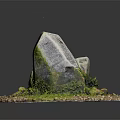Natural Wood Stone Landscape Ornament With Moss Covered Rocks Grass And Pebbles