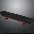 Stylish Blue Skateboard With Red Wheels For Smooth Riding Experience 3d model
