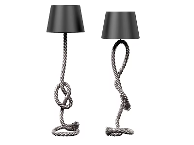 Decorative Floor Lamps With Rope Design And Black Shades For Home Decor 3d model