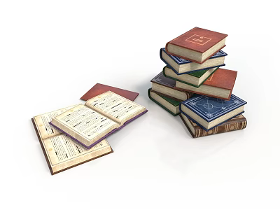 Unique Sculpture Carving Of Stacked And Open Books With Detailed Design 3d model