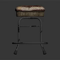 Padded Stool With Red Beige Seat And Metal Frame Design For Home Use