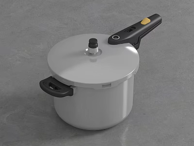 White Pressure Cooker With Secure Lid Black Handles And Safety Valve For Kitchen Use 3d model