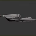 Detailed Spaceship Model Featuring Disc Shaped Body Two Engines And Gray Orange Color