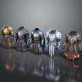Five Diverse Fantasy Armor Sets Featuring Detailed Patterns And Metallic Finishes