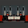 Red Base Home Electronic Device Featuring Black Blocks Vacuum Tubes And Meters 3d model