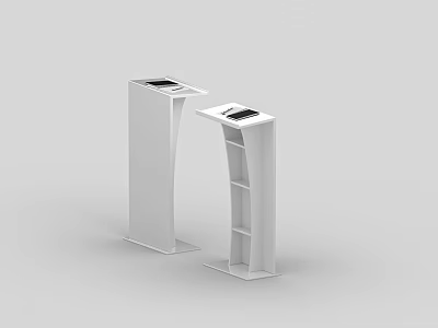 Modern White Reception Desk With Open Shelves And Minimalist Contemporary Design 3d model