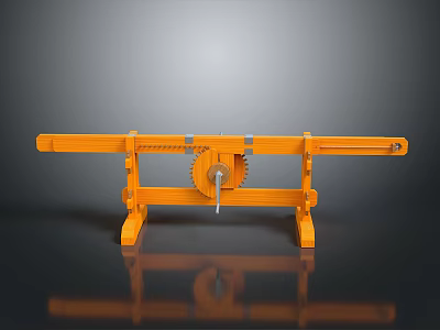 Bicycle Training Stand With Orange Frame Gear And Support Legs On Black Background With Reflection 3d model