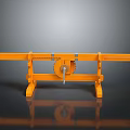 Bicycle Training Stand With Orange Frame Gear And Support Legs On Black Background With Reflection