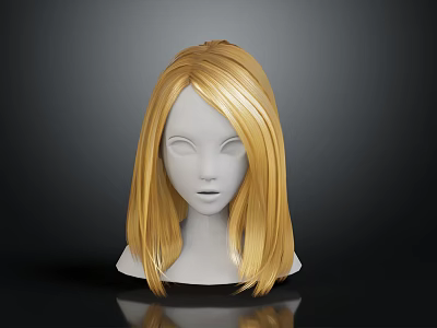 Human Head Mannequin With Long Blonde Hair And Detailed Facial Features 3d model