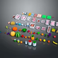 Colorful Various Fresh Food Including Fruits Vegetables Boxes And Cans