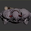 Silver Armor Character With Red Horns Red Cape And Sword Design