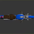 Blue Classic Motorcycle With Brown Seat Chrome Handlebars And Headlight