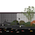 Modern Courtyard Garden With Pond Koi Fish Sculpture Green And Red Leaf Plants Lighting