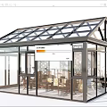 Villa Balcony Glass Structure with Transparent Roof and Interior Furniture Decor