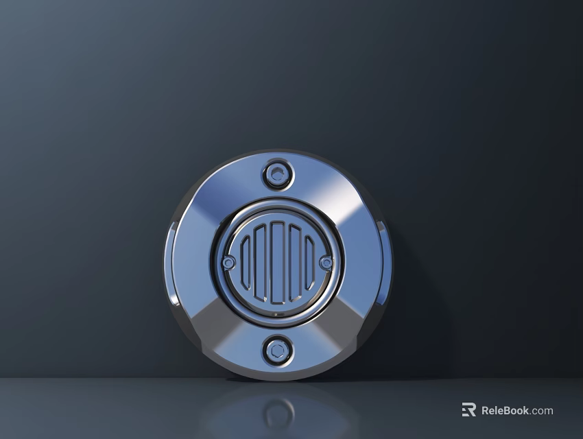 High Quality Silver Metal Round Hardware Tool with Stripes and Screws Design 3d model 