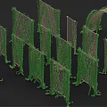 Ornamental Green Fence Design With Grid Structure And Arch Decorative Elements 3d model