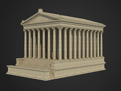 Classical European Architecture With Multiple Stone Columns Pediment And Steps 3d model